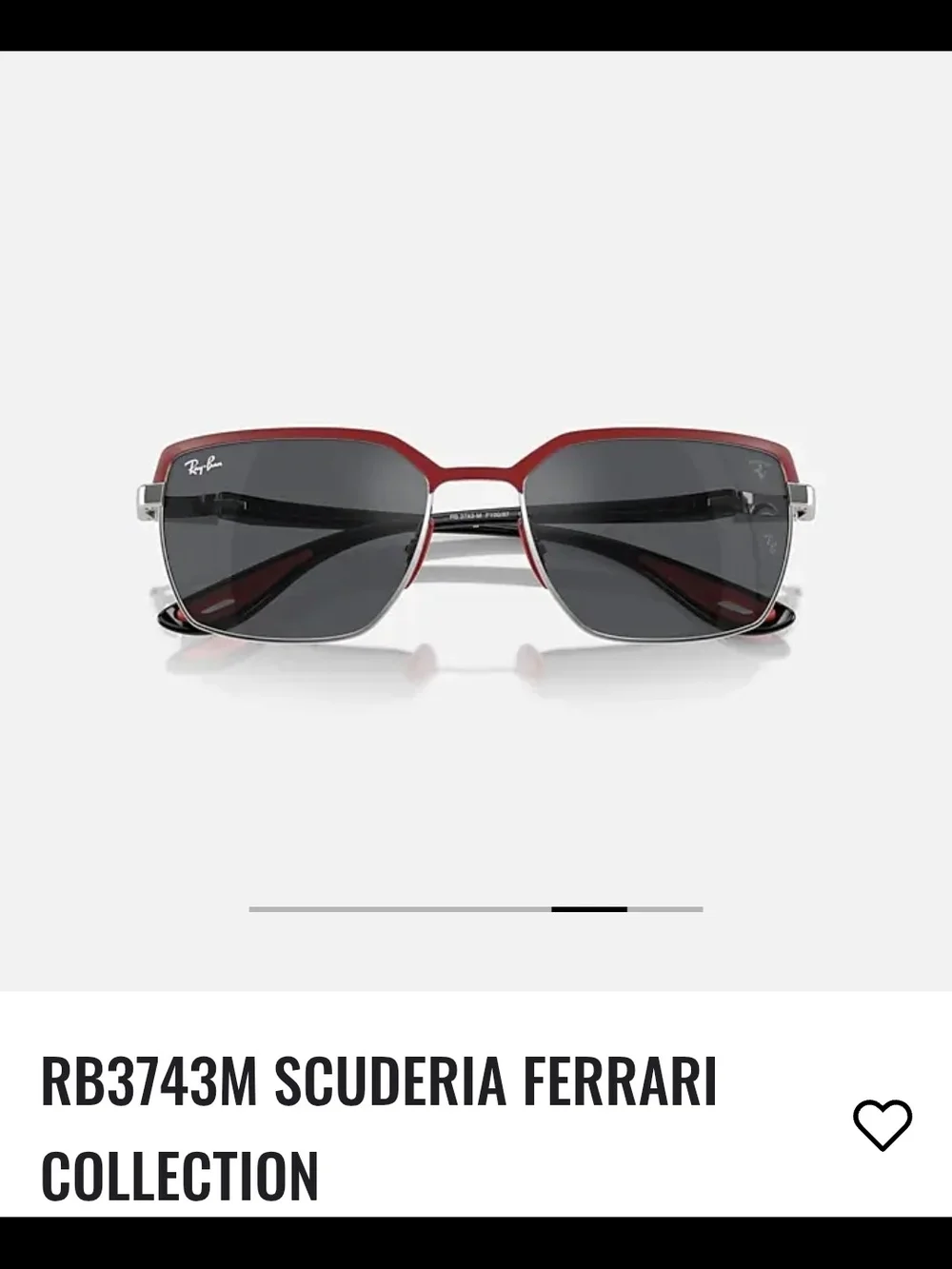 Ray-Ban RB3743M Scuderia Ferrari Red & Silver Rectangular Sunglasses
